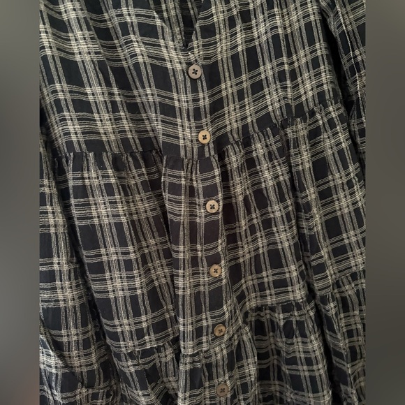 Urban Outfitters check tiered mini dress oversized long sleeve size small - Picture 3 of 12
